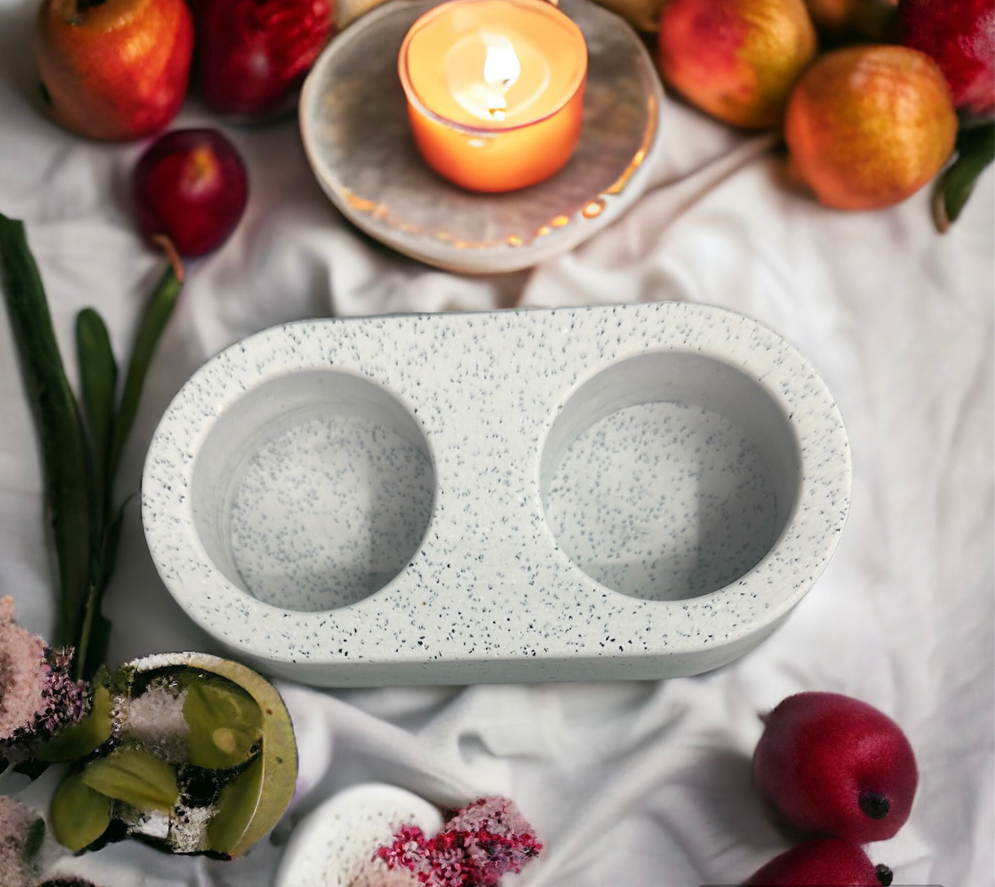 Double Tealight Candle Holder in Jesmonite